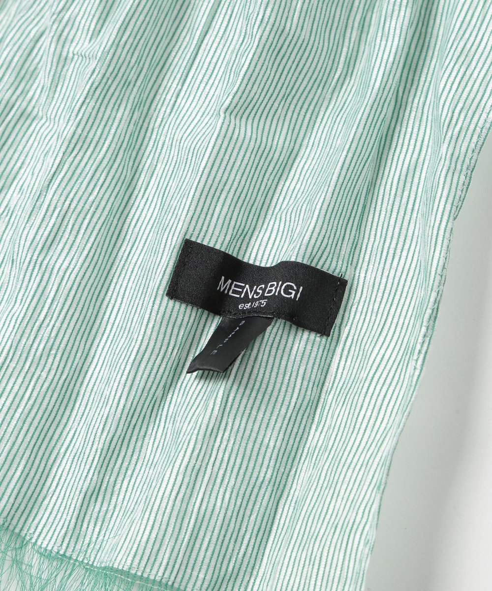 MEN'S BIGI ストライプワッシャー加工ストール グリーン