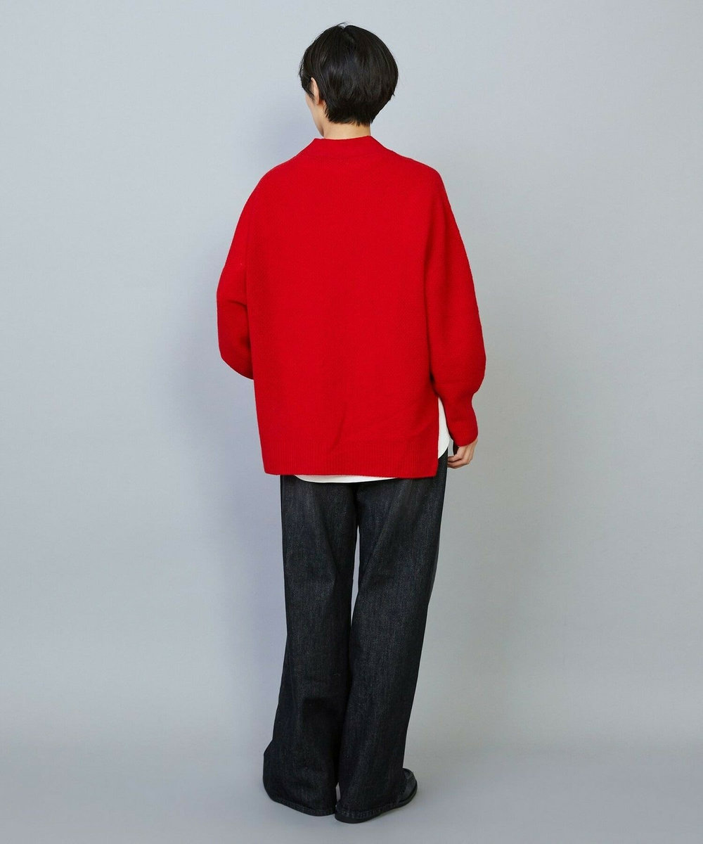 MOGA クーマラム鹿の子編みVネックカーディガン レッド