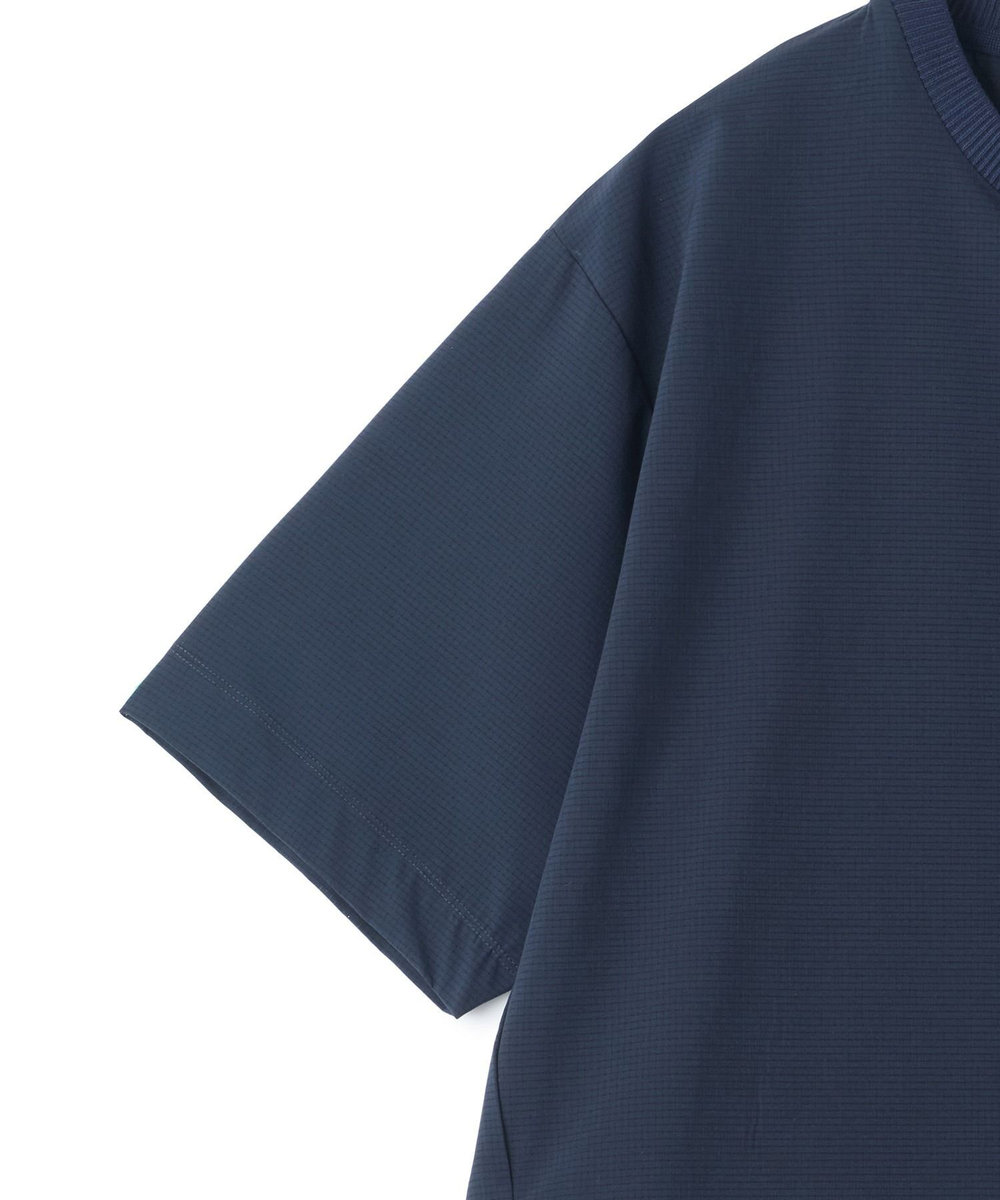 UNION STATION ドットメッシュドローコードTシャツ〈ストレッチ・マシンウォッシャブル・軽量・接触冷感・通気性〉 ネイビー