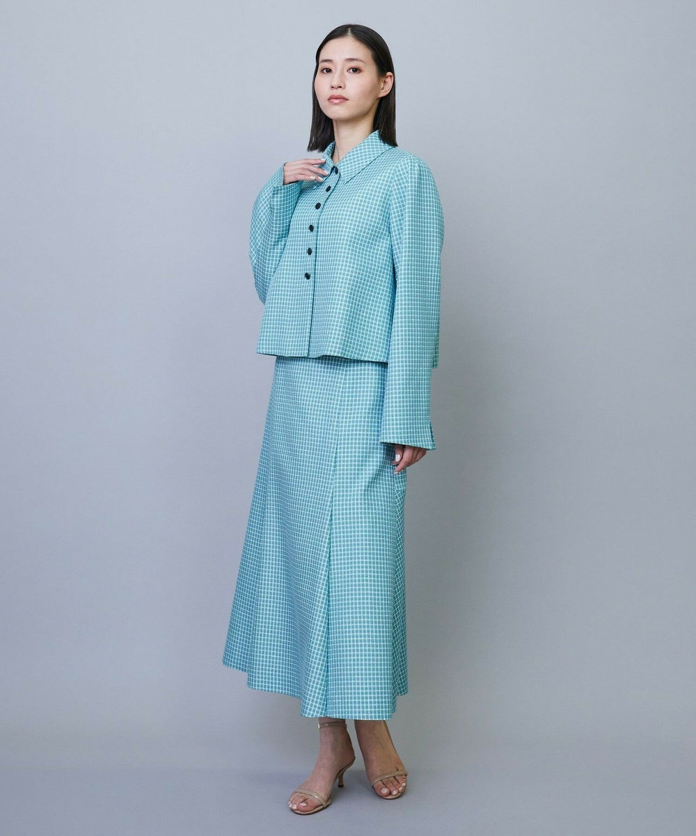 L'EQUIPE COUTURIER シルクテープチェックジャケット サックスブルー