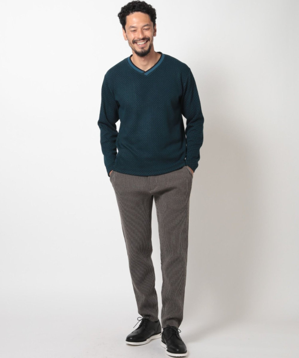 MEN'S BIGI フクレジャカードVネックカットソー ブルー系その他