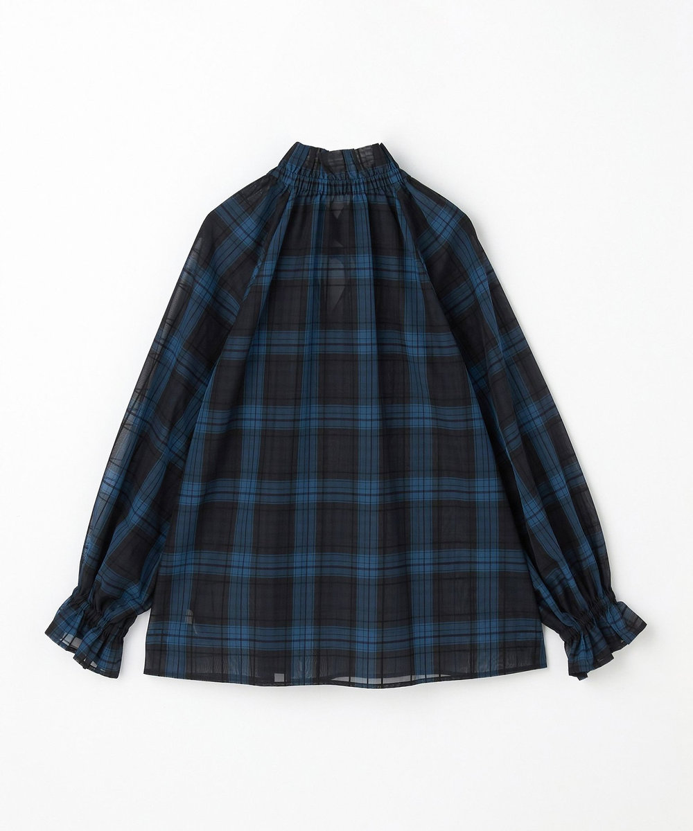 feerique feerique シアーチェックボウタイブラウス ネイビー