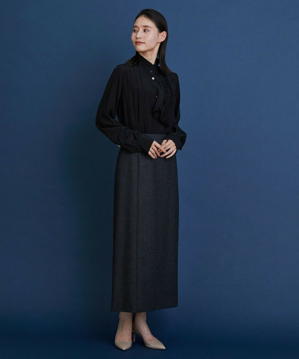 L'EQUIPE COUTURIER ウールカシミヤスカート チャコールグレー