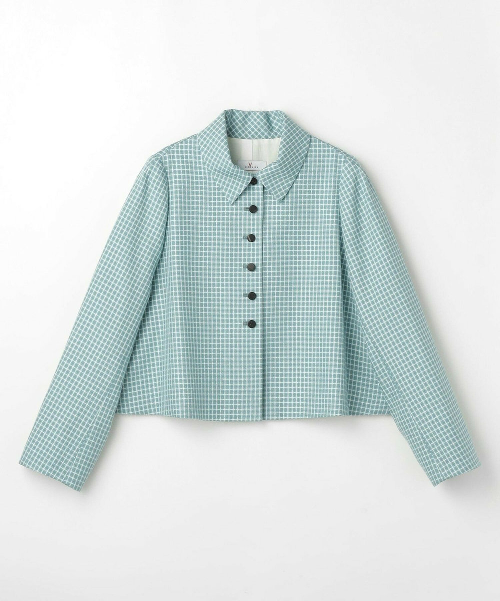 L'EQUIPE COUTURIER シルクテープチェックジャケット サックスブルー