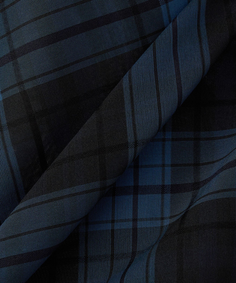 feerique feerique シアーチェックボウタイブラウス ネイビー
