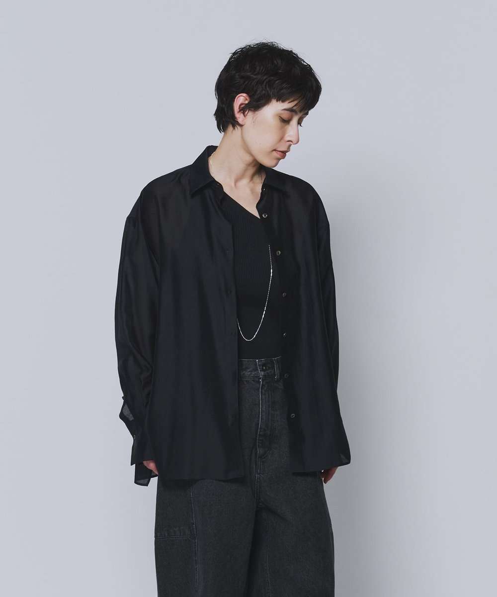 1er Arrondissement シアーテンセルシャツ ブラック