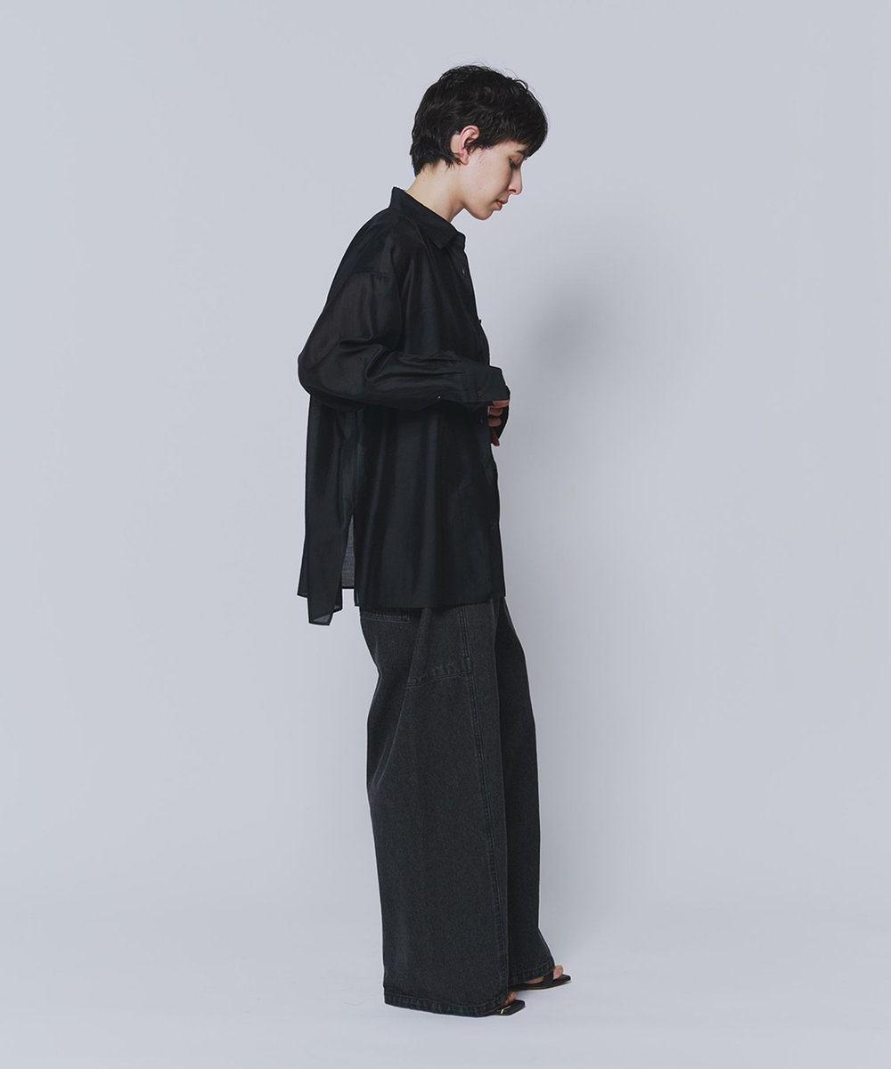 1er Arrondissement シアーテンセルシャツ ブラック
