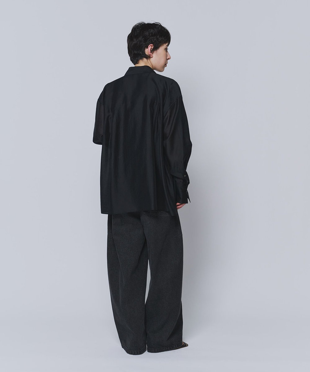 1er Arrondissement シアーテンセルシャツ ブラック