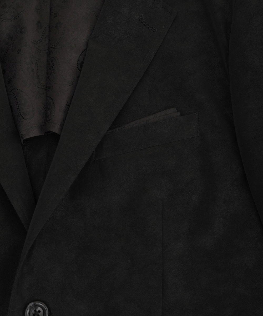 MEN'S BIGI フェイクレザー テーラードジャケット ブラック
