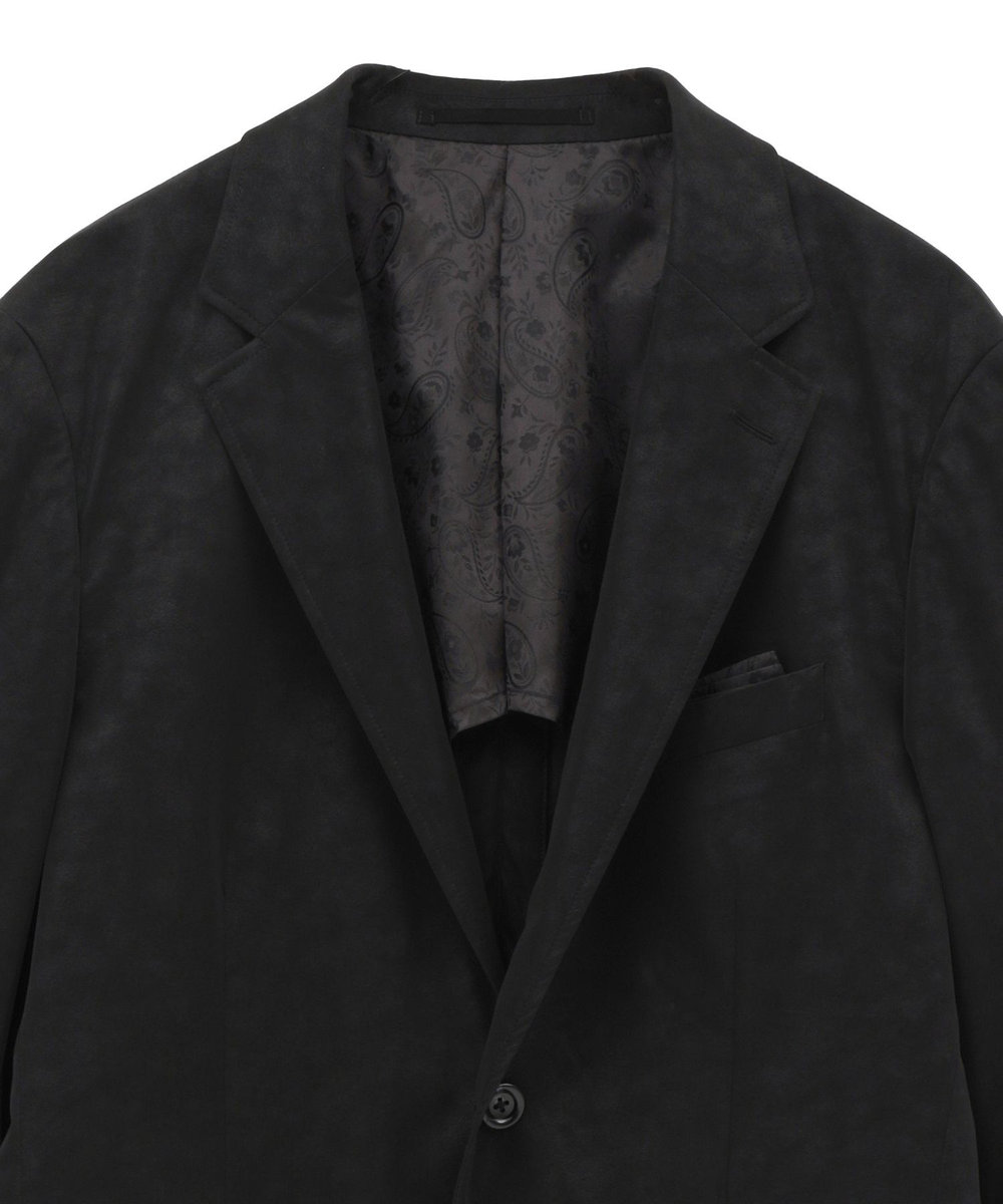 MEN'S BIGI フェイクレザー テーラードジャケット ブラック