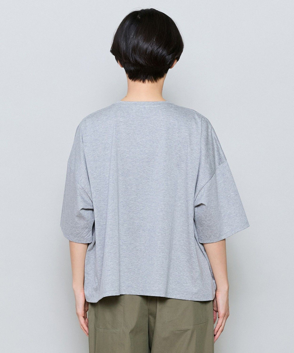 MOGA ハイゲージ天竺フォトプリントTシャツ トップグレー