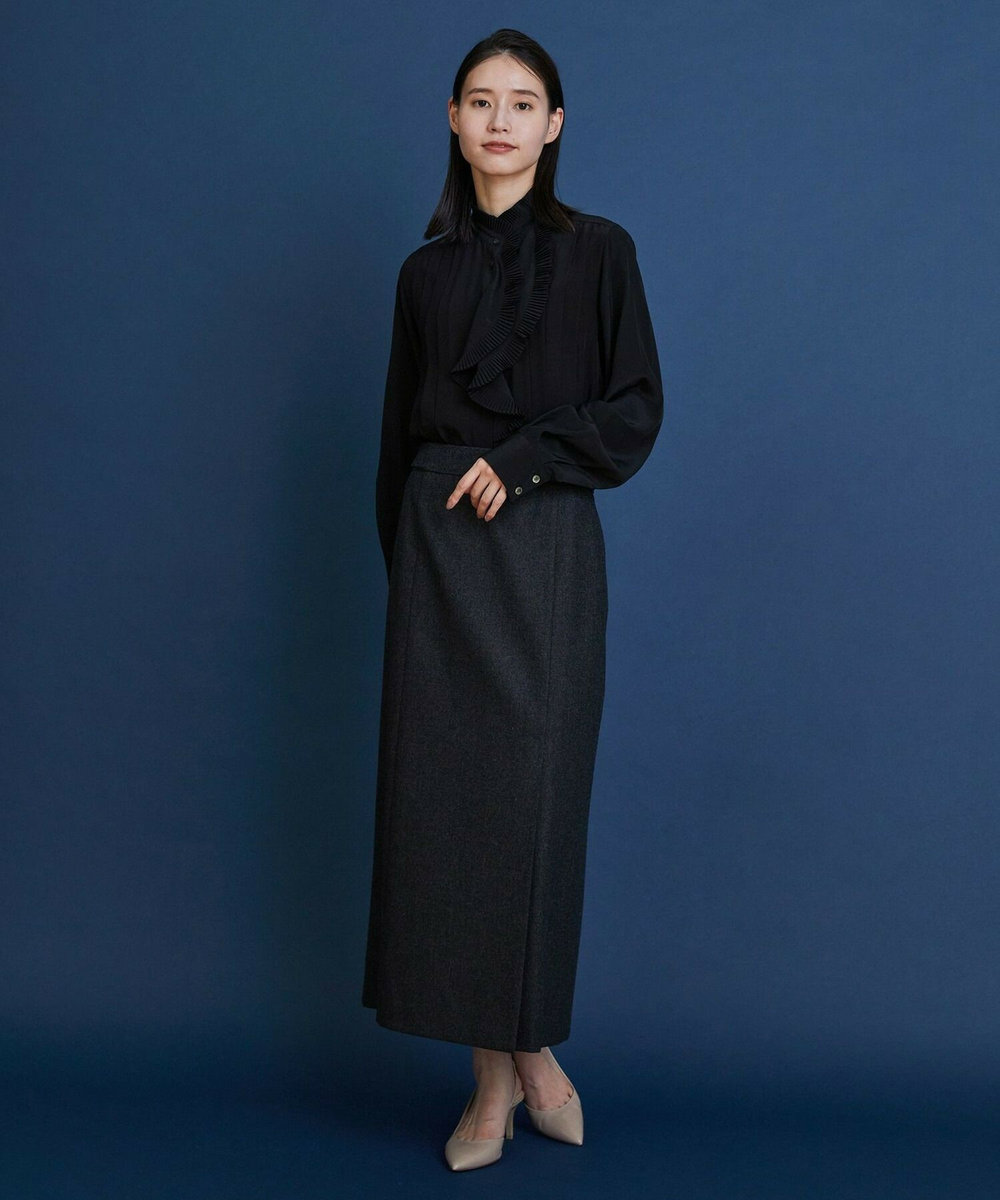 L'EQUIPE COUTURIER ウールカシミヤスカート チャコールグレー