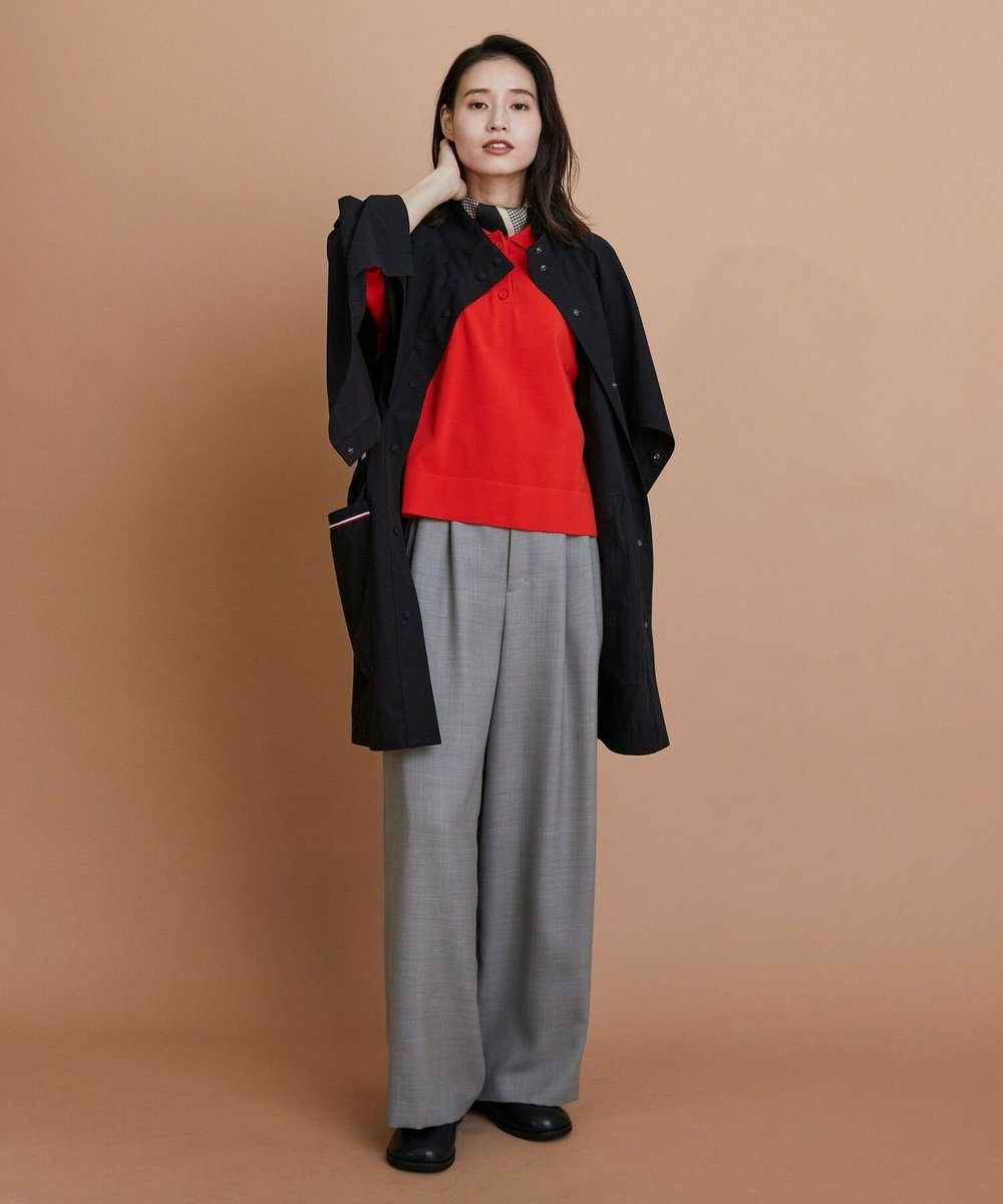 L'EQUIPE 綿ポリストレッチニットポロ レッド