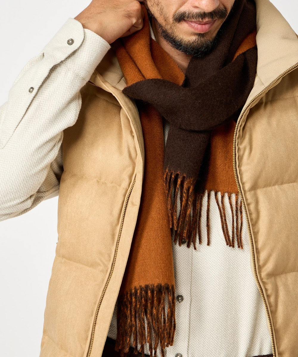 MEN'S BIGI リバーシブルウールマフラー ブラウン