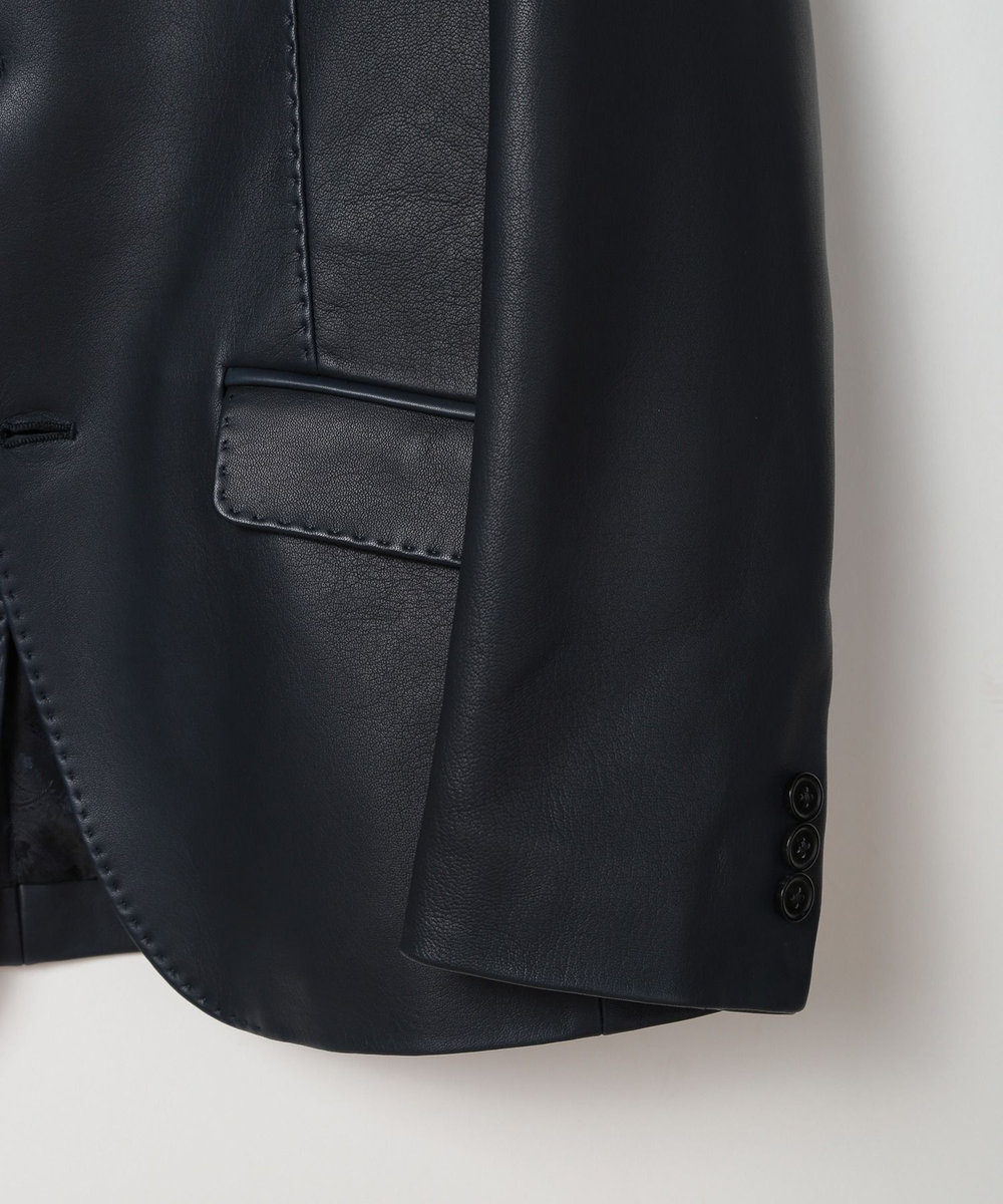 MEN'S BIGI シープレザーテーラードジャケット ネイビー