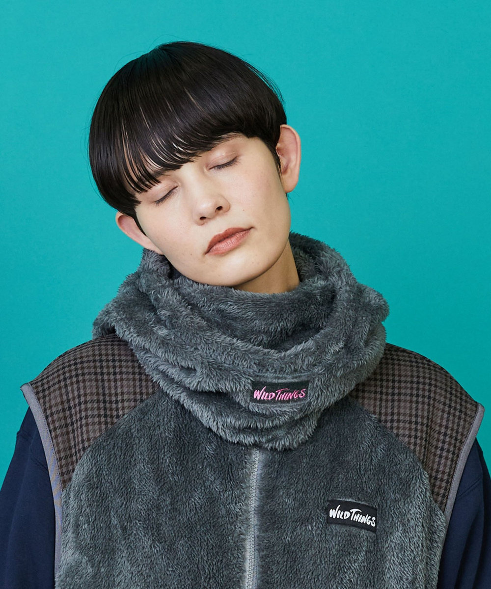 FRAPBOIS FRAPBOIS×WILD THINGS シャギーフリースベスト グレー