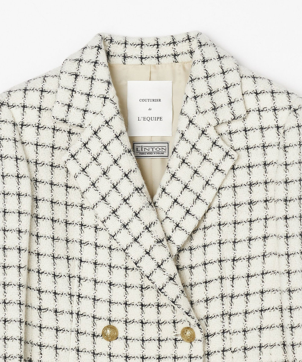 L'EQUIPE COUTURIER LINTONツイードテーラードジャケット オフホワイト