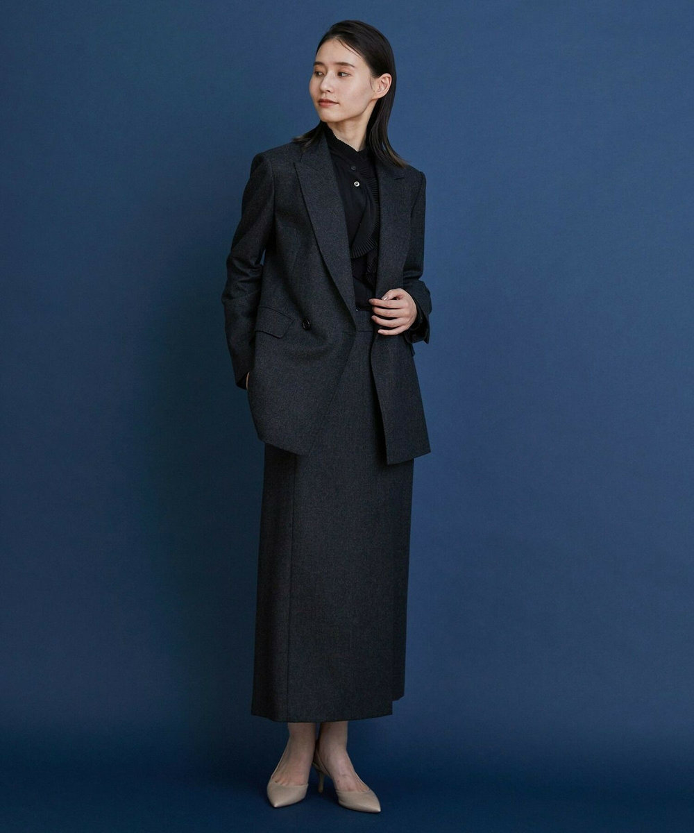 L'EQUIPE COUTURIER ウールカシミヤスカート チャコールグレー