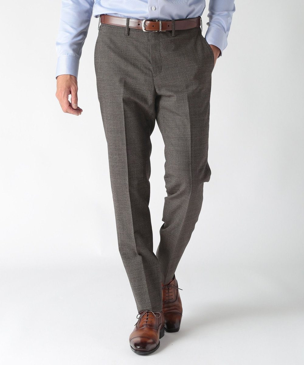 MEN'S BIGI ウールメランジ千鳥格子スーツ＜セットアップ＞ ブラウン