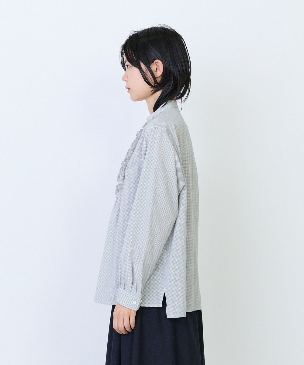 LOISIR フリルテクニックデザインブラウス チェック