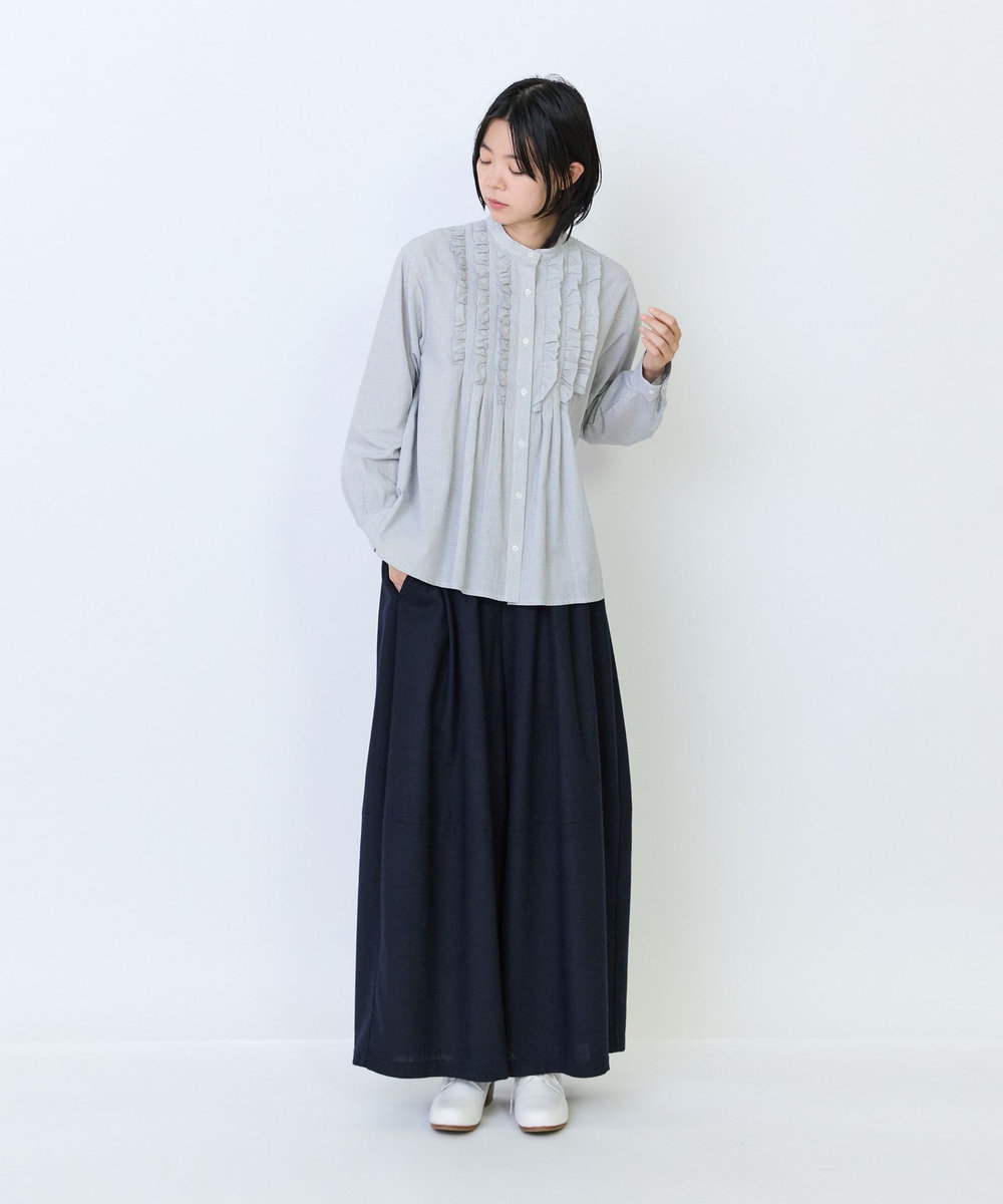 LOISIR フリルテクニックデザインブラウス チェック