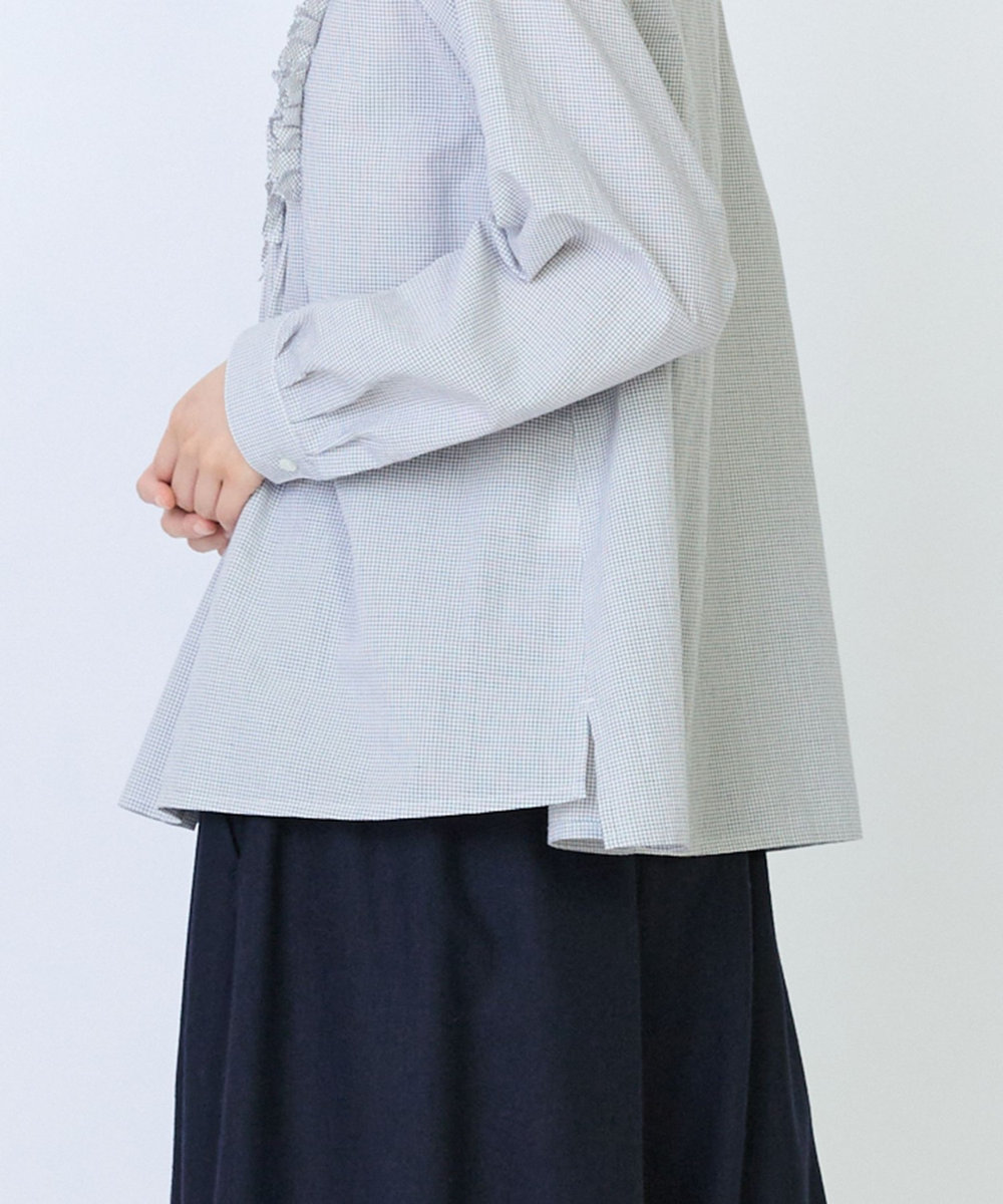 LOISIR フリルテクニックデザインブラウス チェック