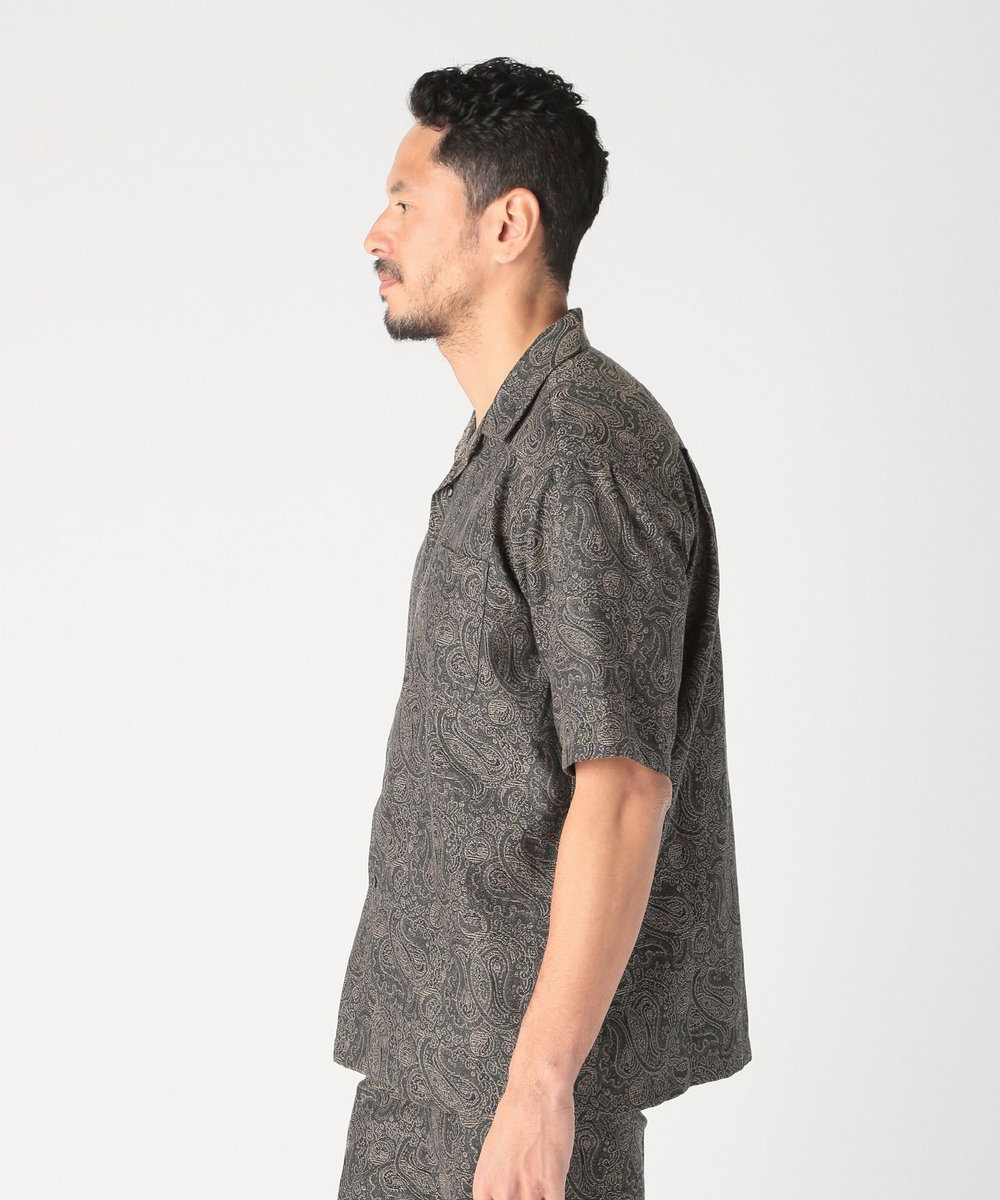 MEN'S BIGI ジャガードオープンカラーシャツ カーキ