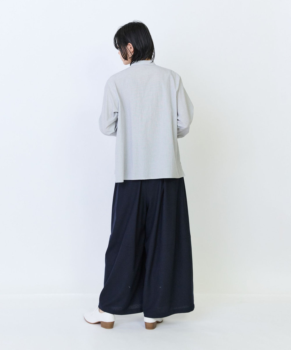 LOISIR フリルテクニックデザインブラウス チェック