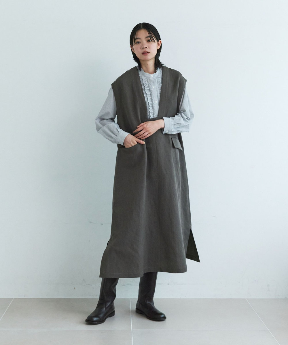 LOISIR フリルテクニックデザインブラウス チェック