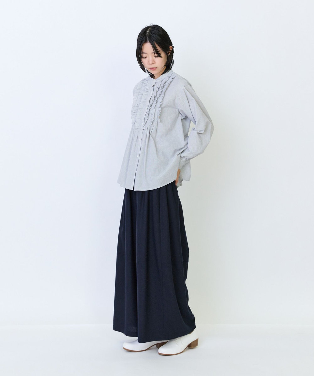 LOISIR フリルテクニックデザインブラウス チェック