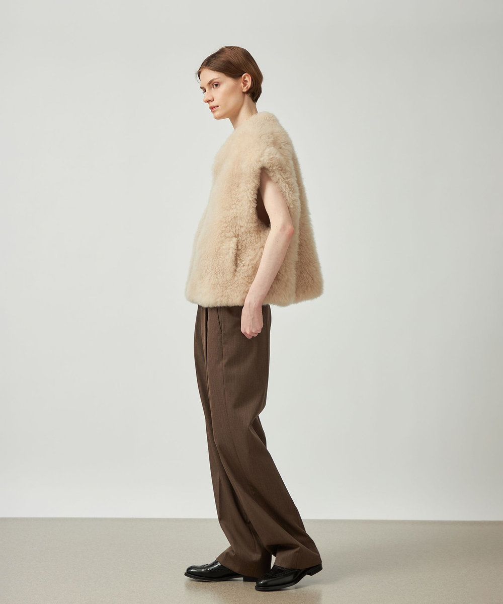 DÉPAREILLÉ CASHMERE FUR VEST / カシミヤファーベスト ベージュ