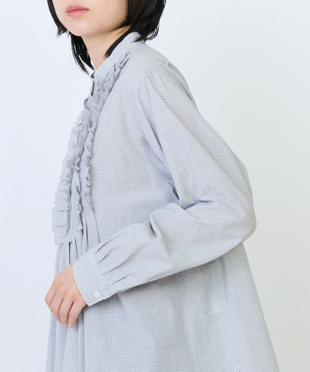 LOISIR フリルテクニックデザインブラウス チェック