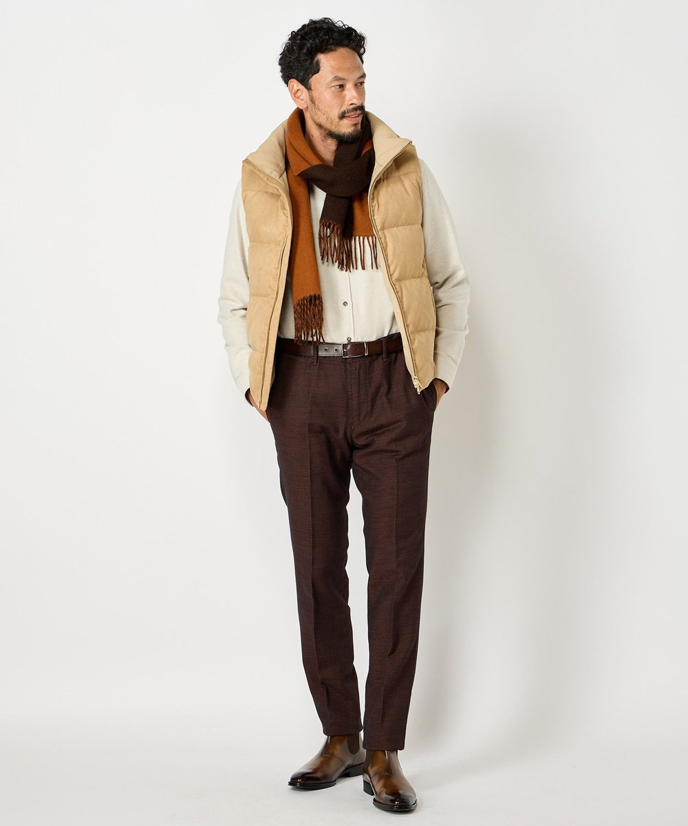 MEN'S BIGI リバーシブルウールマフラー ブラウン