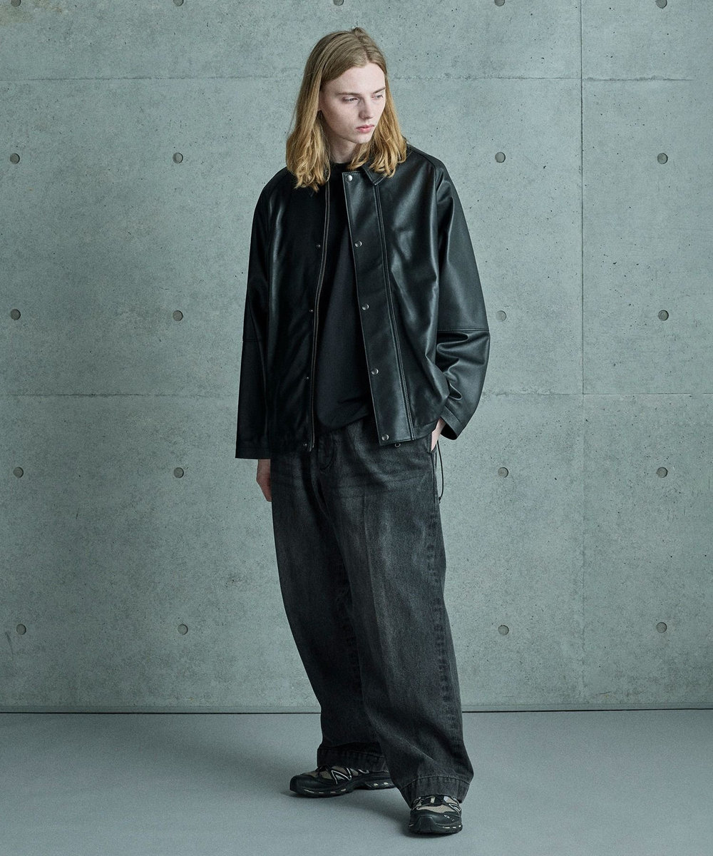MEN'S BIGI シープレザーブルゾン ブラック