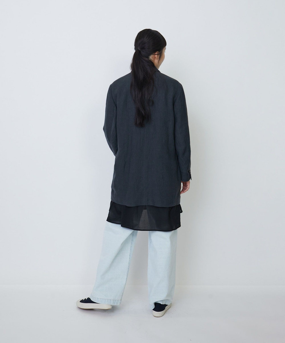 LOISIR リネンダブルブレストジャケット チェック