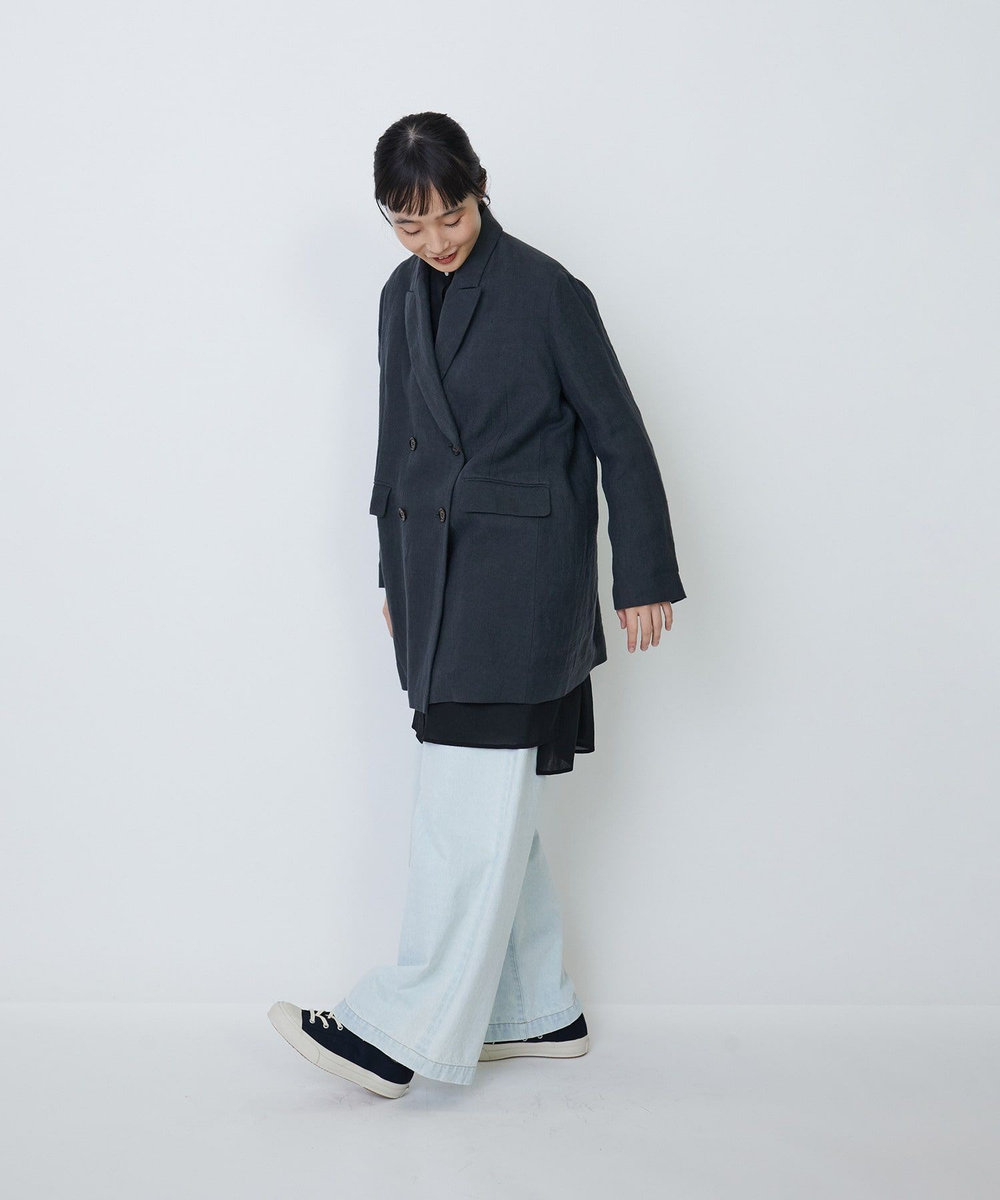 LOISIR リネンダブルブレストジャケット チェック