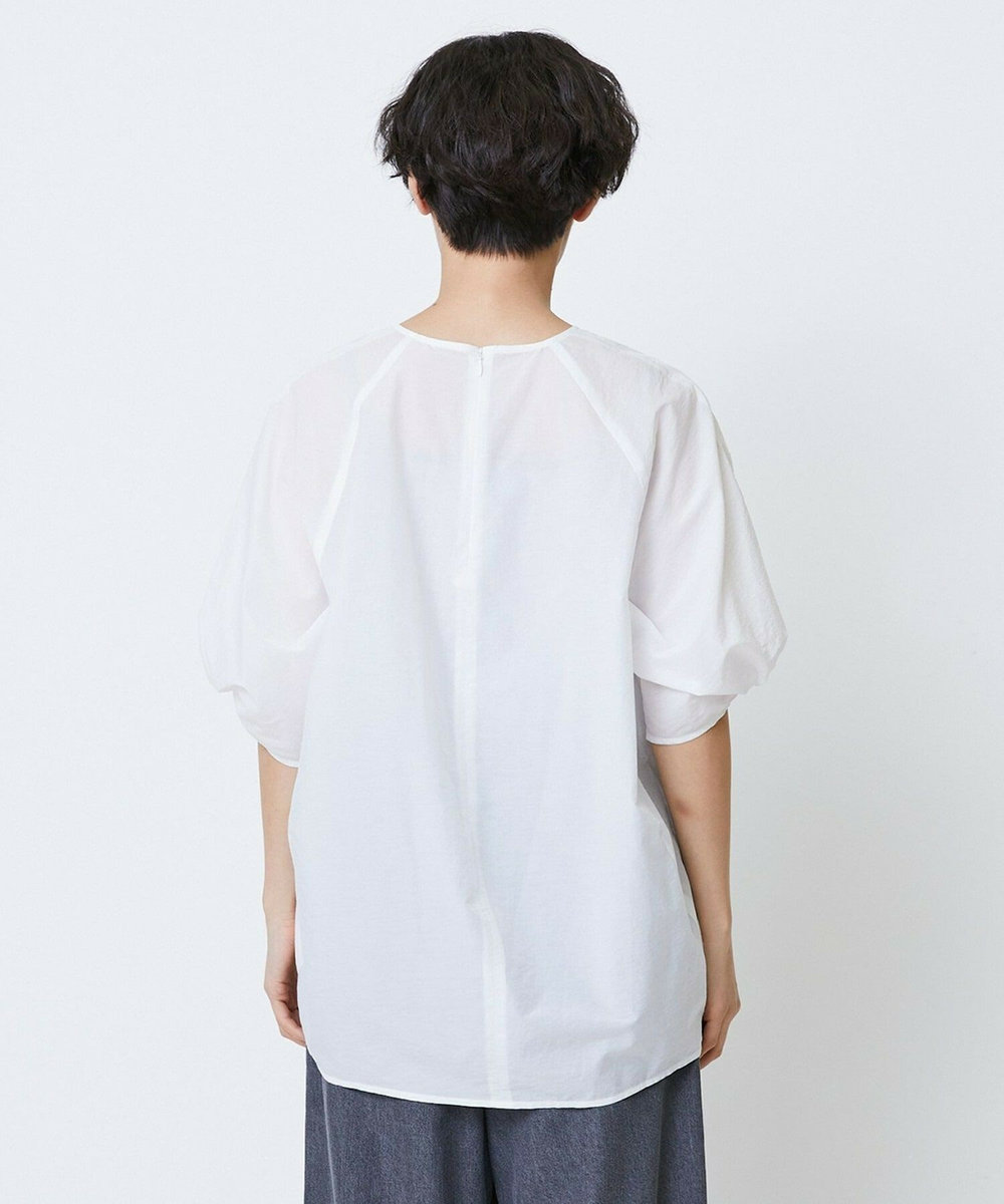 feerique Lサイズ（大きいサイズ） 【大きいサイズ】feerique　ナイロンコットンタフタコクーンシルエットブラウス ホワイト