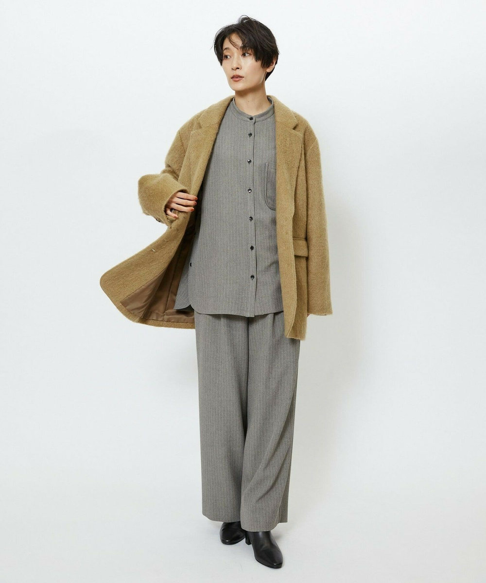 feerique feerique ウールライクストライプワイドパンツ ブラウン