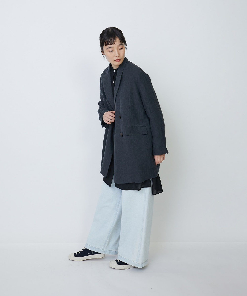 LOISIR リネンダブルブレストジャケット チェック
