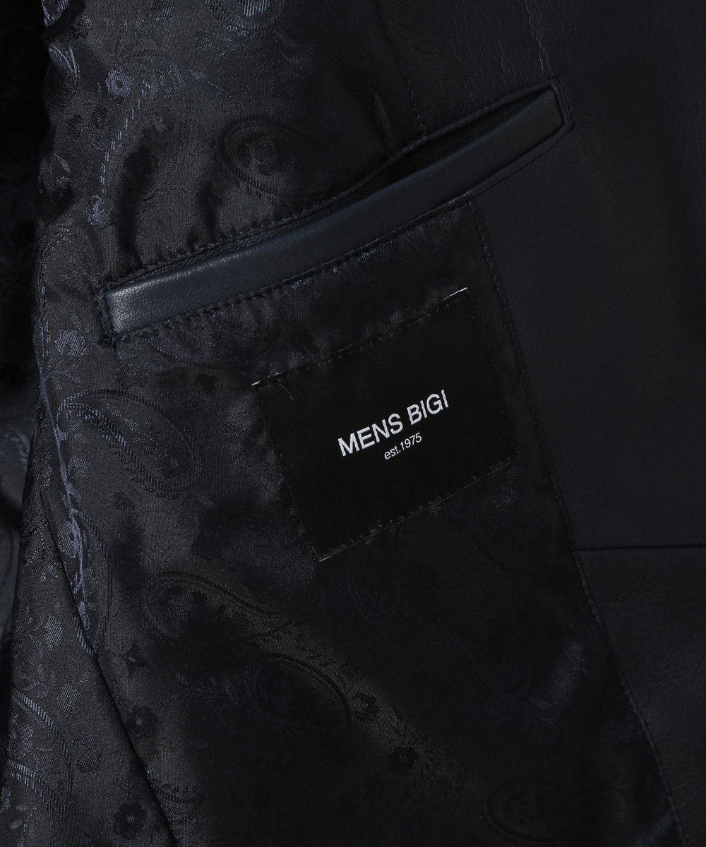 MEN'S BIGI シープレザーテーラードジャケット ネイビー
