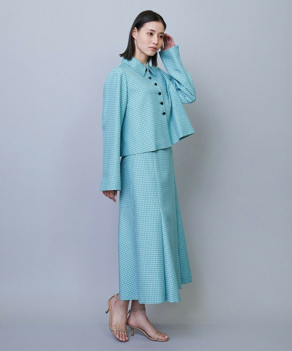 L'EQUIPE COUTURIER シルクテープチェックジャケット サックスブルー