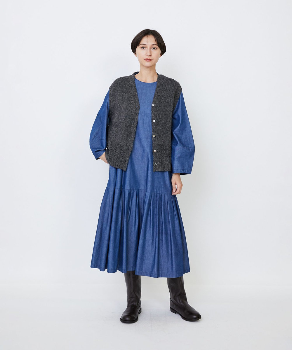LOISIR リネンウールホールガーメントベスト グレー