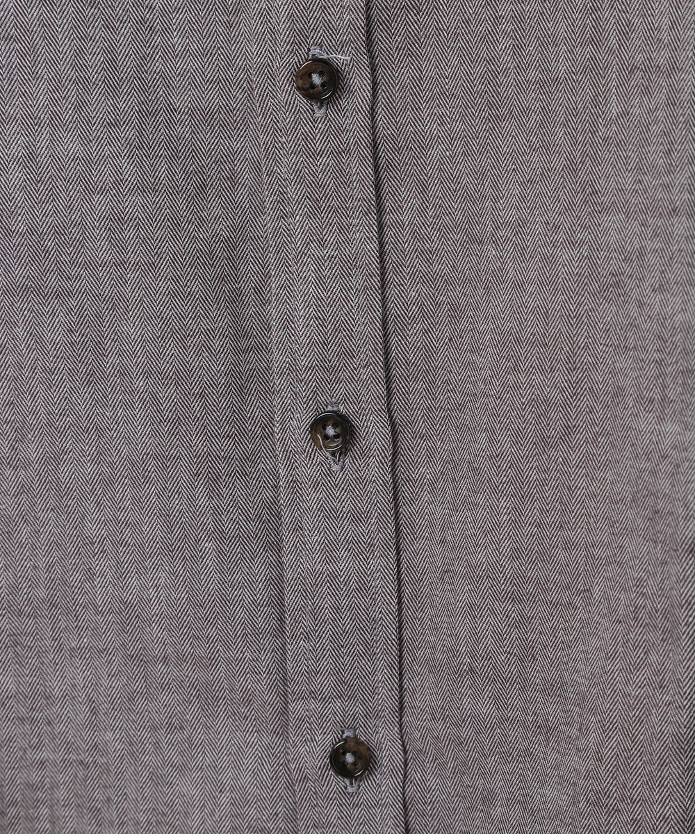 MEN'S BIGI コットンカシミアヘリンボーンシャツ ボルドー