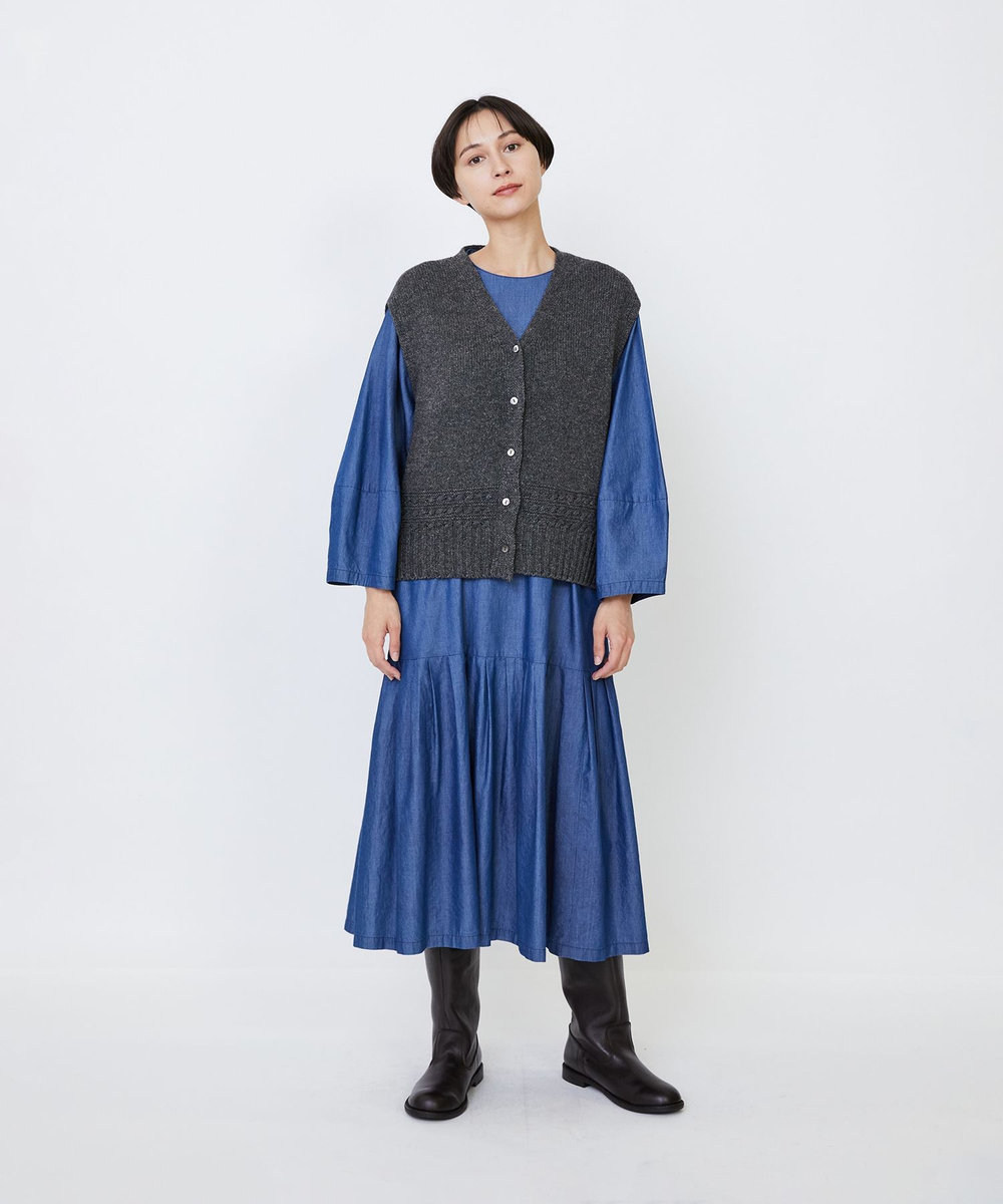 LOISIR リネンウールホールガーメントベスト グレー