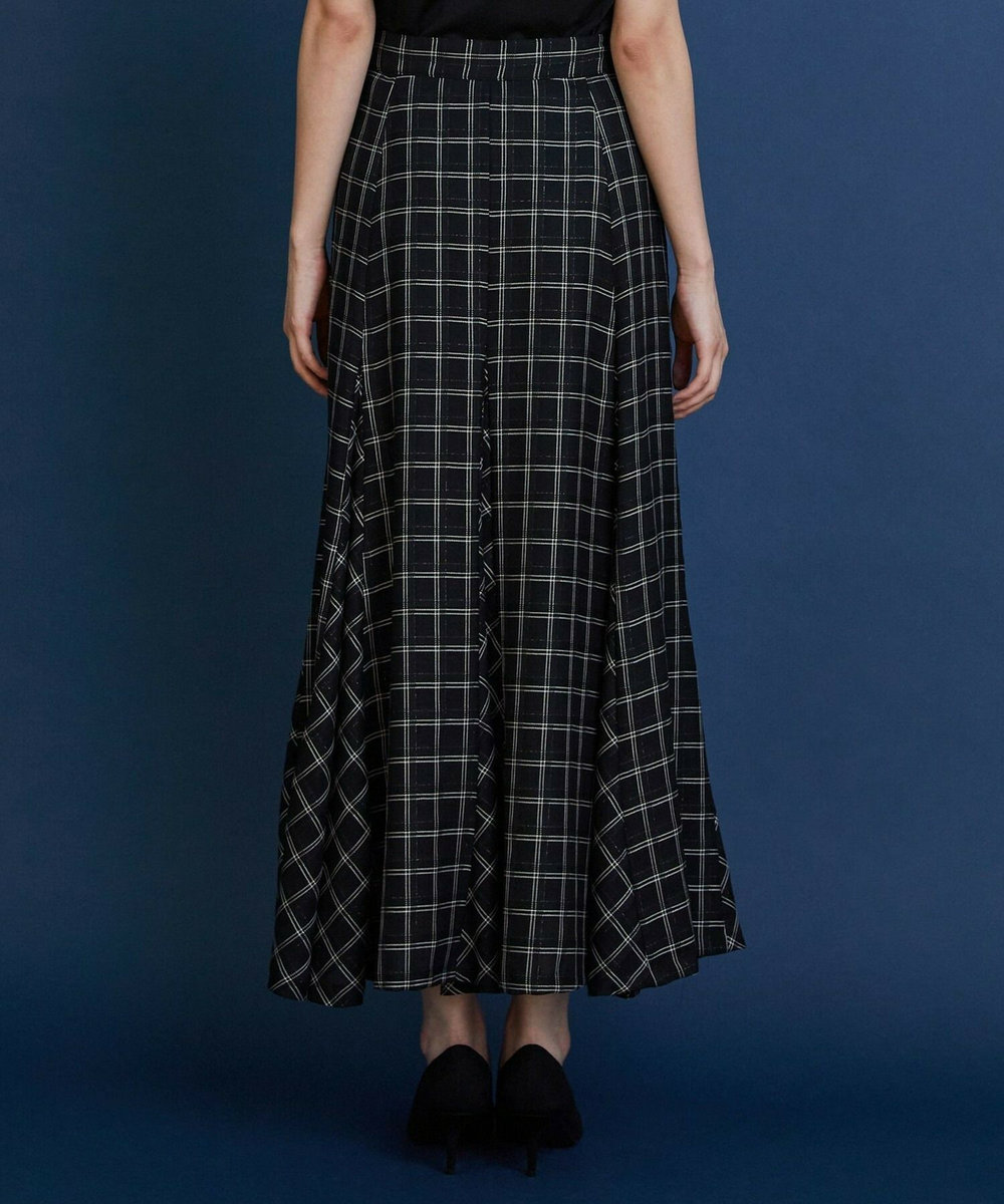 L'EQUIPE COUTURIER ウールシアーチェックフレアスカート ブラック