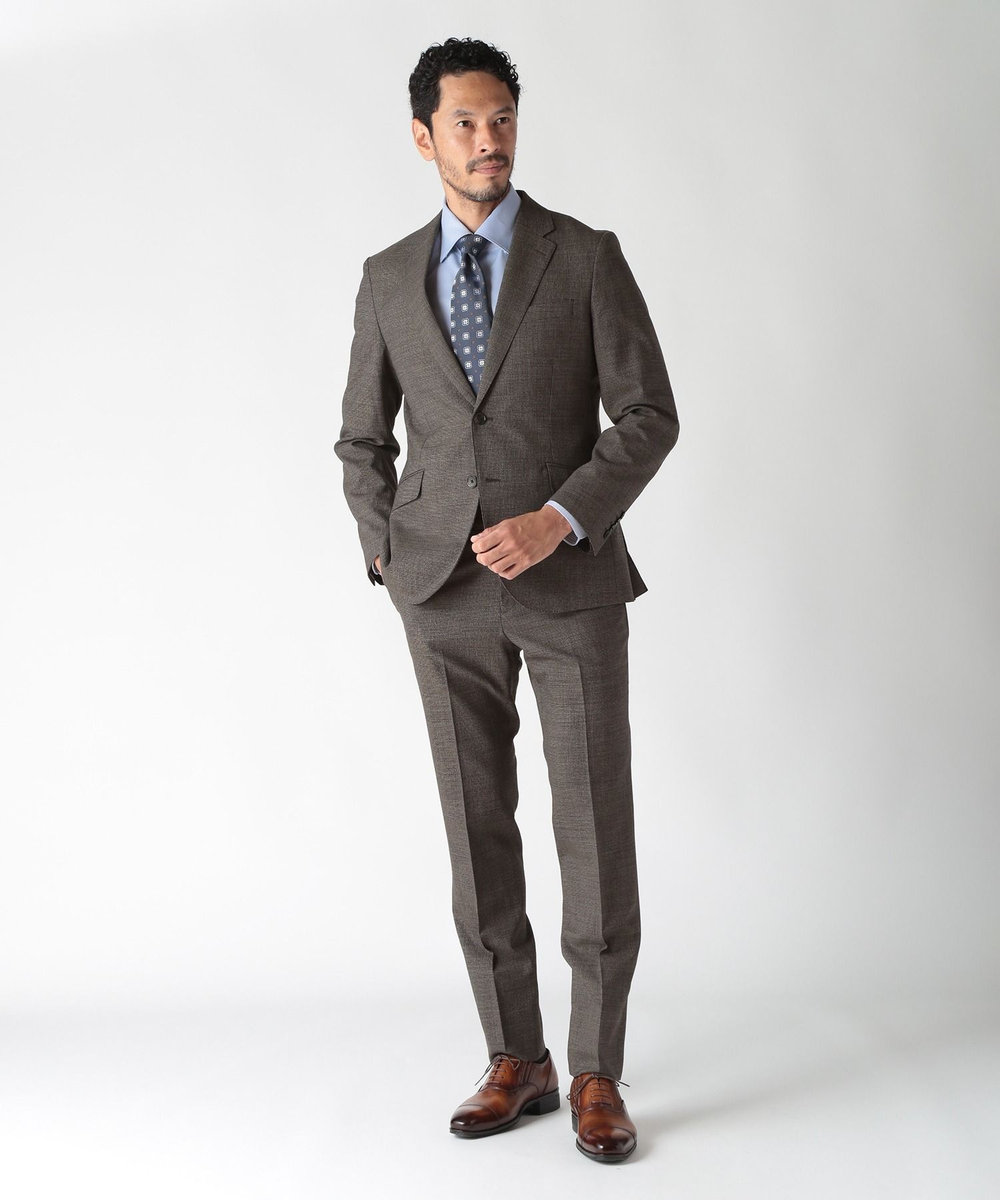MEN'S BIGI ウールメランジ千鳥格子スーツ＜セットアップ＞ ブラウン