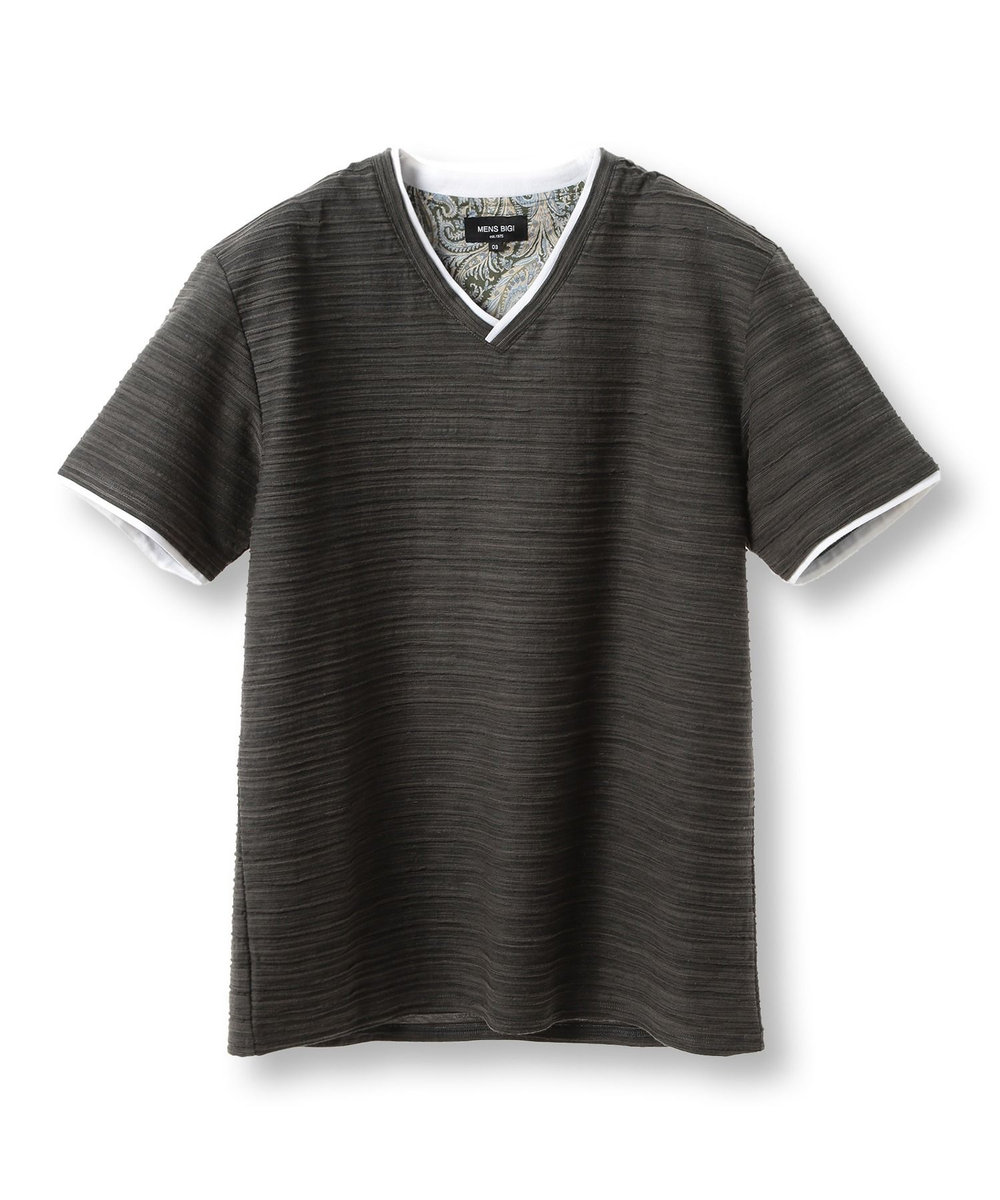 MEN'S BIGI スラブタック天竺素材Tシャツ＜吸水速乾＞ グリーン