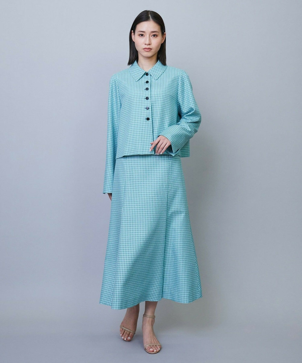 L'EQUIPE COUTURIER シルクテープチェックジャケット サックスブルー