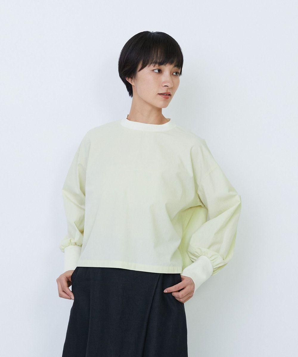 LOISIR リブ使いショートブラウス ライム