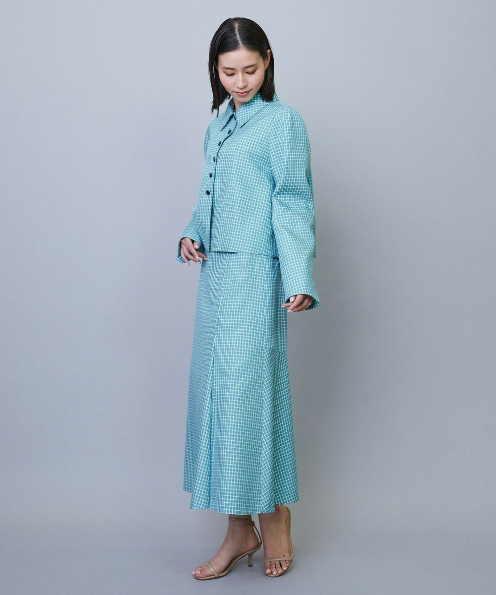 L'EQUIPE COUTURIER シルクテープチェックジャケット サックスブルー